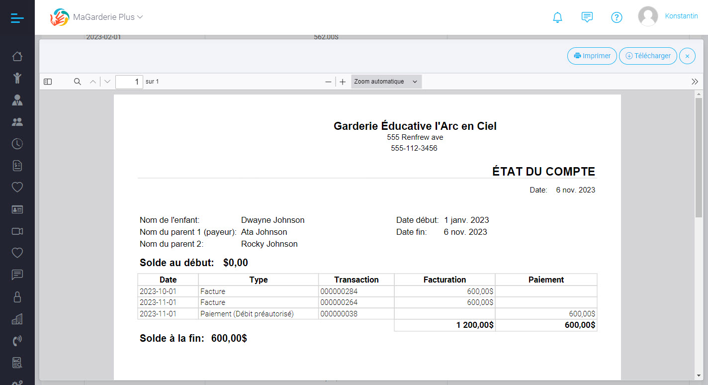 Enhancements to account statement print form